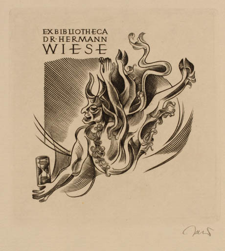 Exlibris by Wojciech Jakubowski from Poland for Dr. Hermann Wiese - Fable Animal 