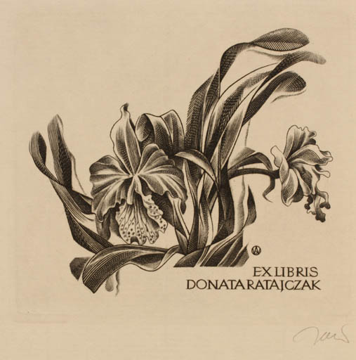 Exlibris by Wojciech Jakubowski from Poland for Donata Ratajczak - Flower 
