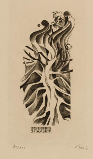 Exlibris by Wojciech Jakubowski from Poland for Jens Plambeck - Ship/Boat 