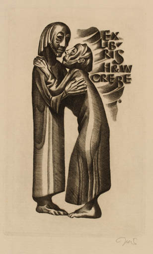 Exlibris by Wojciech Jakubowski from Poland for H. & W. Crebe - Couple 