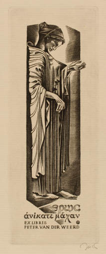 Exlibris by Wojciech Jakubowski from Poland for Peter van der Weerdt - Woman 