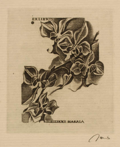 Exlibris by Wojciech Jakubowski from Poland for Tuulikki Hakala - Flower 