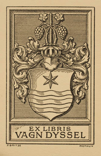 Exlibris by Friedrich Britze from Denmark for Vagn Dyssel - Heraldry 