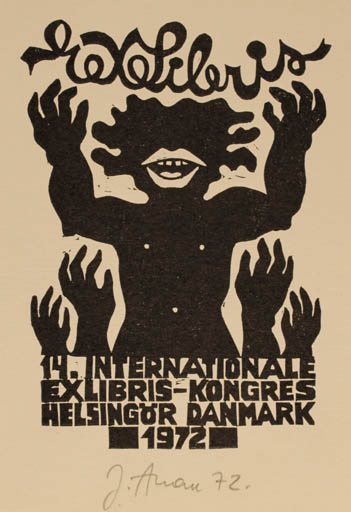 Exlibris by Jüri Arrak from Estonia for ? ? - Exlibris Congress Hand(s) 