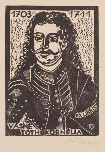 Exlibris by Gyula Köhegyi from Hungary for Kornèlia Vasnè Tòth - Historical Person Man Portrait 