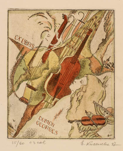 Exlibris by Jelena Kisseljowa from Russia for Georges Dumon - Music 