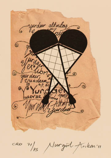Exlibris by Nurgül Arikan from Turkey for Yurdaer Altintas - Woman Text/Writing 