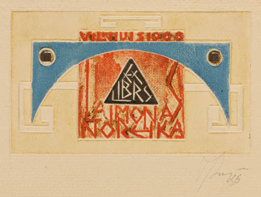 Exlibris by Antanas Kmieliauskas from Lithuania for ? ? - Abstract 
