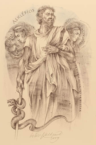 Exlibris by Oldrich Kulhánek from Czech Republic for Peter Bujdak - Woman Man Mythology Portrait 