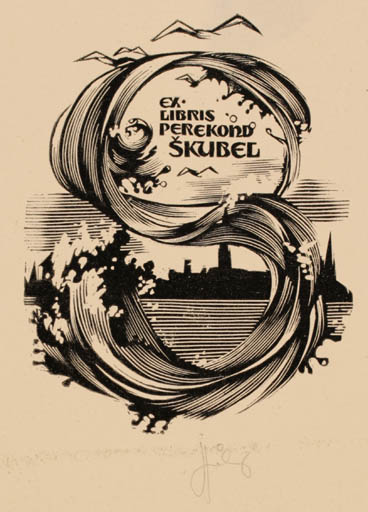 Exlibris by Lembit Löhmus from Estonia for Perekond Skubel - City Maritime 