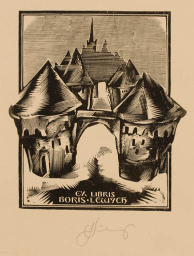 Exlibris by Lembit Löhmus from Estonia for Boris Jakovlevig Levych - City 