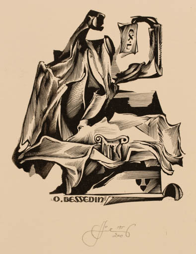 Exlibris by Lembit Löhmus from Estonia for O. Bessedin - Abstract 