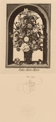 Exlibris by Lembit Löhmus from Estonia for Marietta Slagedom - Flower 