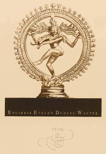 Exlibris by Lembit Löhmus from Estonia for Evelyn Dünstl-Walter - Oriental Religion 