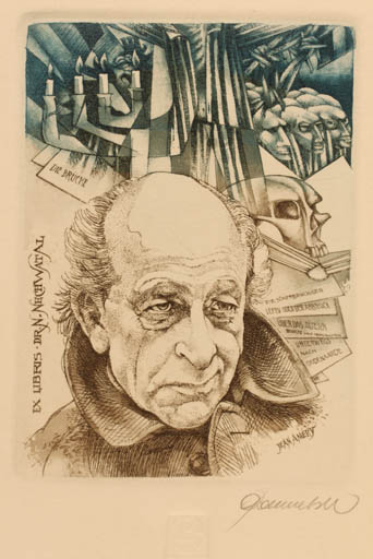 Exlibris by Hedvig Pauwels from Belgium for Dr. Nobert Nechwatal - Man Portrait 