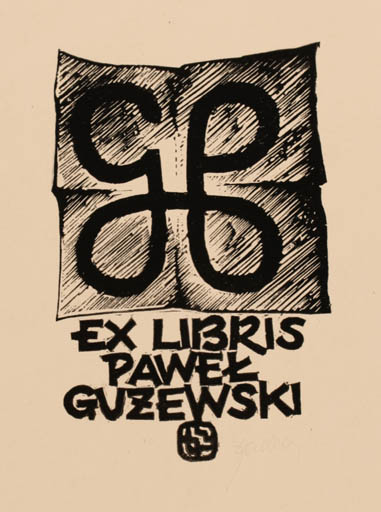 Exlibris by Tadeusz Szumarski from Poland for Pawel Guzewski - Monogram Text/Writing 