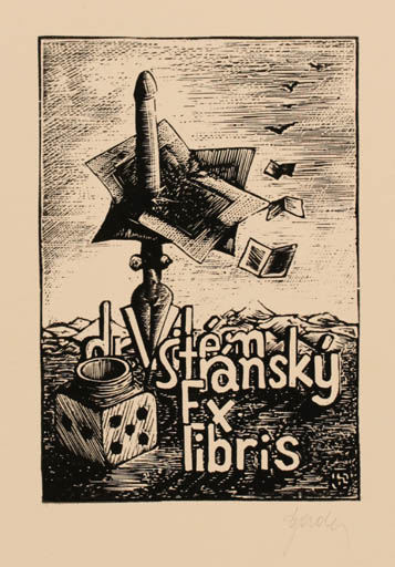 Exlibris by Tadeusz Szumarski from Poland for Dr. Vilam Stransky - Book Erotica 