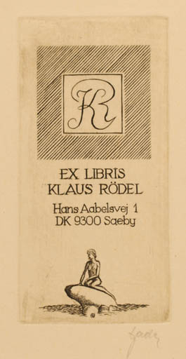 Exlibris by Tadeusz Szumarski from Poland for Klaus Rödel - Mermaid Monogram 