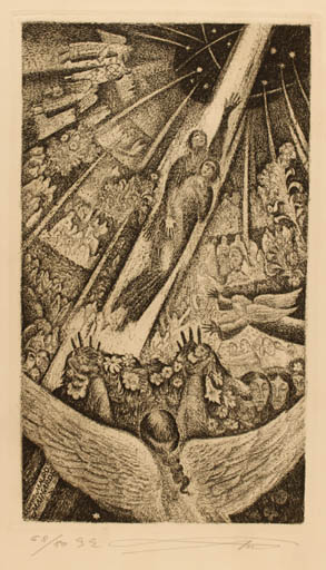 Exlibris by Vladimir Verechagin from Russia for Mauro Mainardi - Angel Religion 