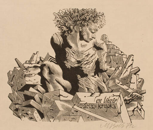 Exlibris by M.M. Vercholantsjew from Russia for Vaclav Krupka - Woman 