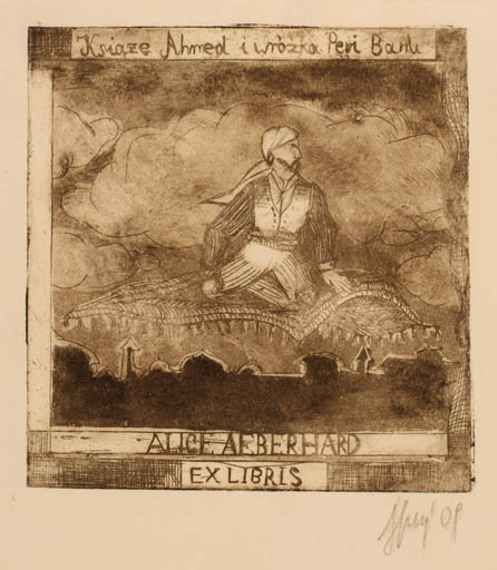 Exlibris by Aleksandra Jagodzinska from Poland for Alice M. Aeberhard - Fairytale/fable Man 