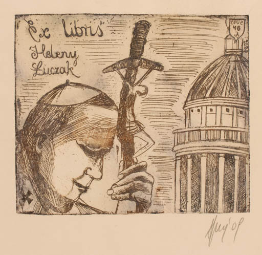 Exlibris by Aleksandra Jagodzinska from Poland for Heleny Luczak - Church Religion 