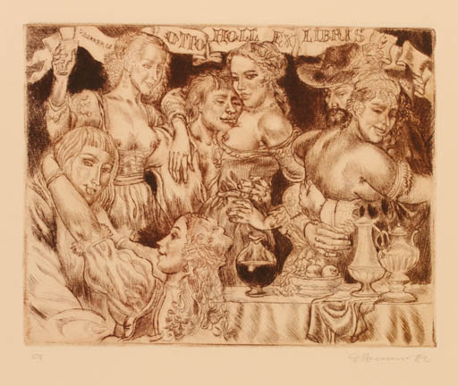 Exlibris by David Bekker from Ukraine for Otto Holl - Erotica Fruit Group Wine 