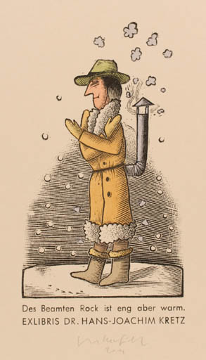 Exlibris by Egbert Herfurth from Germany for Dr. Hans-Joachim Kretz - 