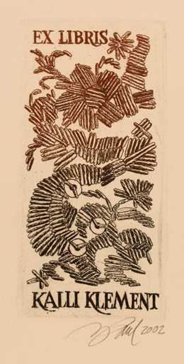 Exlibris by Illimar Paul from Estonia for Kalli Klement - Flower Flora 