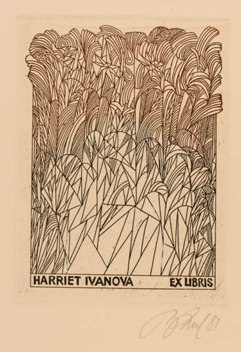 Exlibris by Illimar Paul from Estonia for Harriet Ivanova - Abstract 