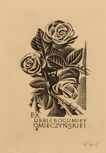 Exlibris by Wojciech Jakubowski from Poland for Bogumily Omieczynskiej - Flower 