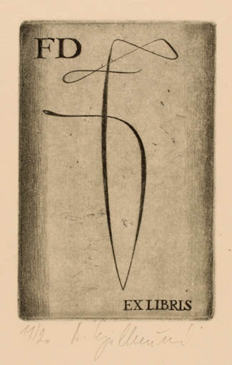 Exlibris by Bozena Dvorakova-Kjullenenova from Czech Republic for . F. - Abstract 