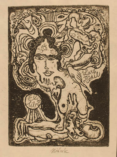 Exlibris by Jaroslav Horanek from Czech Republic for Lars Rödel - Abstract 