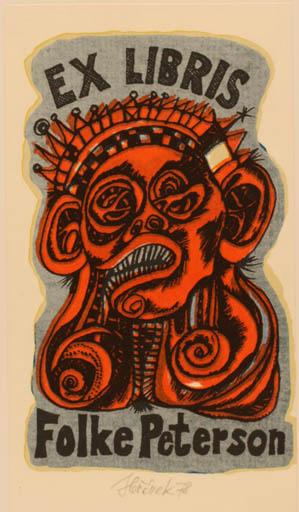 Exlibris by Jaroslav Horanek from Czech Republic for Folke Peterson - Portrait 