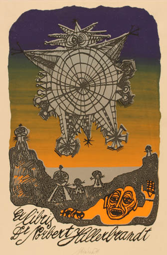 Exlibris by Jaroslav Horanek from Czech Republic for Dr. Norbert Hillerbrandt - Abstract Man 