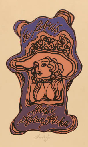 Exlibris by Jaroslav Horanek from Czech Republic for Sussi Kolar Plicka - Woman Portrait 