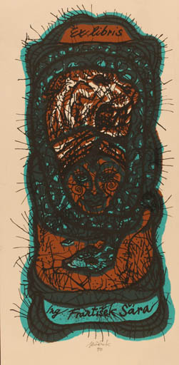 Exlibris by Jaroslav Horanek from Czech Republic for Frantisek Sara - Abstract 