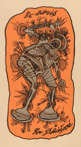 Exlibris by Jaroslav Horanek from Czech Republic for Eva Dobiasova - Abstract 