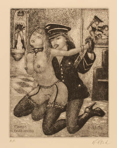 Exlibris by Patricia Nik-Dad from France for Tomas Ostermann - Erotica Woman 