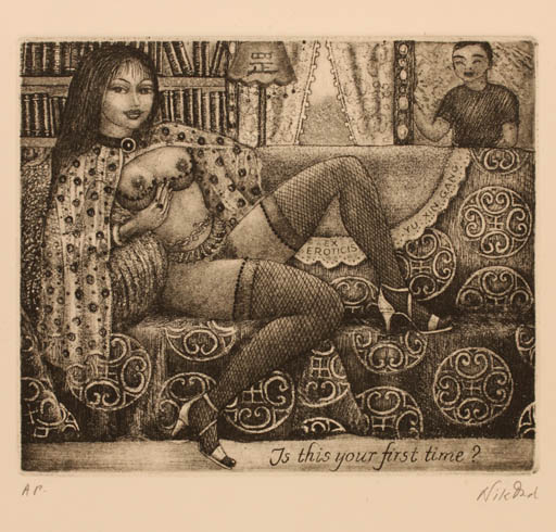 Exlibris by Patricia Nik-Dad from France for ? ? - Interior Erotica Woman Nude 
