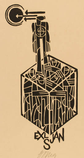 Exlibris by Miroslav Houra from Czechoslovakia for Jan S. - Abstract 