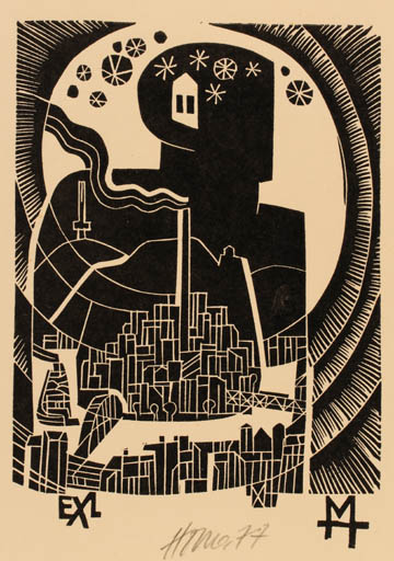 Exlibris by Miroslav Houra from Czechoslovakia for ? ? - Abstract 