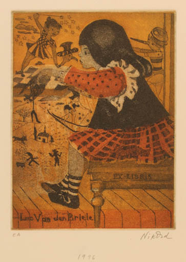 Exlibris by Patricia Nik-Dad from France for Luc van den Briele - Child 