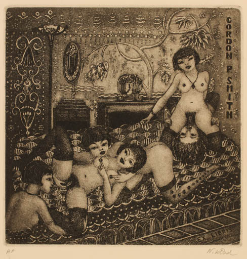 Exlibris by Patricia Nik-Dad from France for Gordon P Smidt - Erotica 