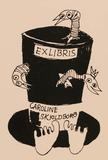 Exlibris by Erik Skjoldborg from Denmark for Caroline Skjoldborg - Abstract 