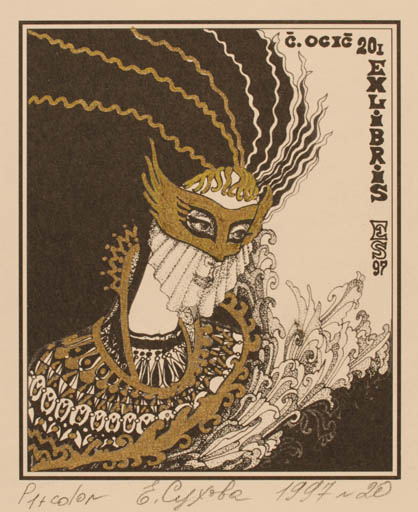 Exlibris by Elena Sukhova from Russia for ? ? - Portrait 
