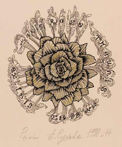 Exlibris by Elena Sukhova from Russia for Marie Rose Theunis - Flower 