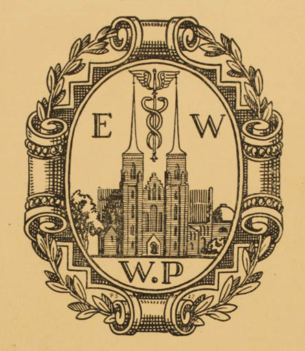 Exlibris by Poul Sæbye from Denmark for ? ? - Castle/Palace Church Monogram 