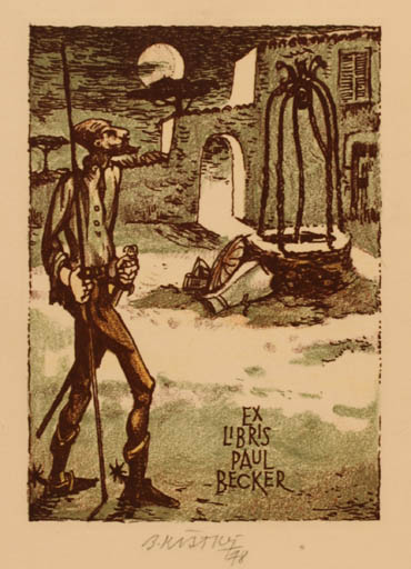 Exlibris by Bohumil Kratky from Czechoslovakia for Paul G. Becker - Don Quijote 