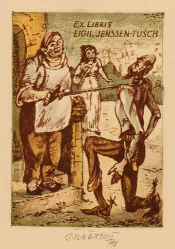 Exlibris by Bohumil Kratky from Czechoslovakia for Eigil Jenssen-Tusch - Don Quijote 